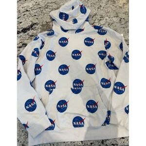 21MEN NASA All Over‎ Print Hoodie Sweatshirt Adult Medium Buzz Aldrin